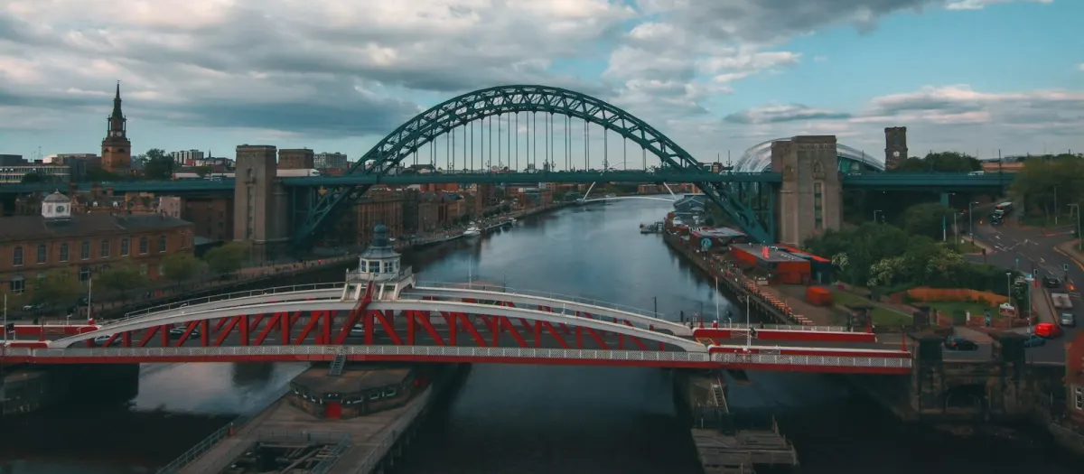 The Tyne Bridge and Swing Bridge over the River Tyne in Newcastle upon Tyne
