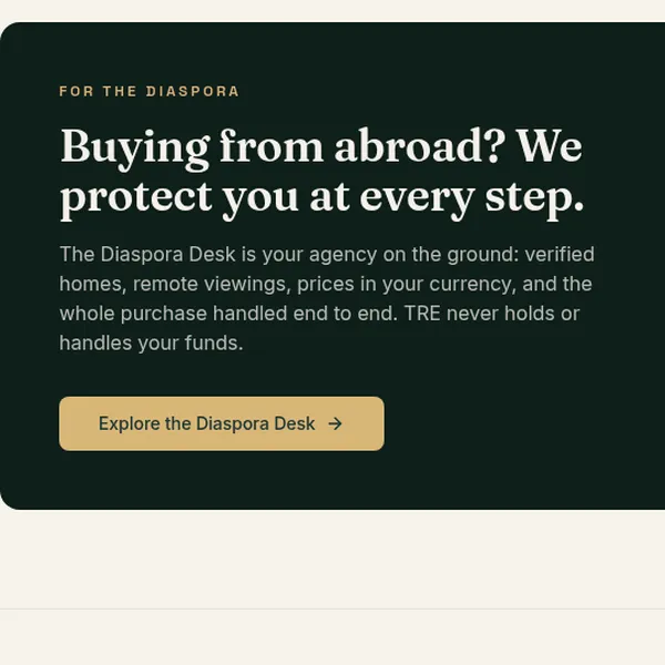 Thorpe Real Estate Diaspora Desk section for people buying property in Nigeria from abroad